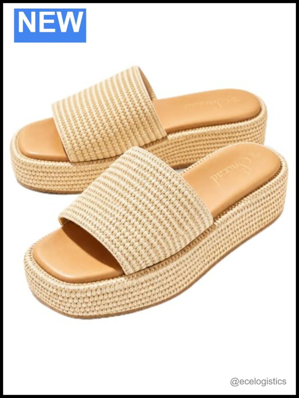 Woven Raffia Platform Sandals Slip On Summer Beach Vacation Shoes